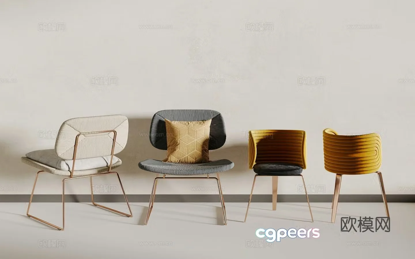 Light luxury dining chair 3D model