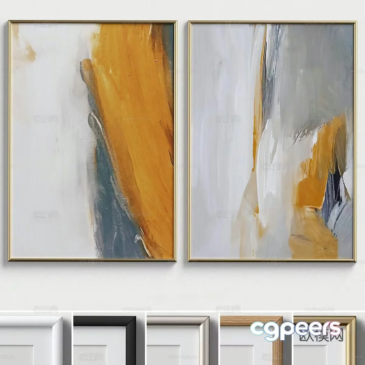 Modern Italian light luxury decoration hanging painting 3d model