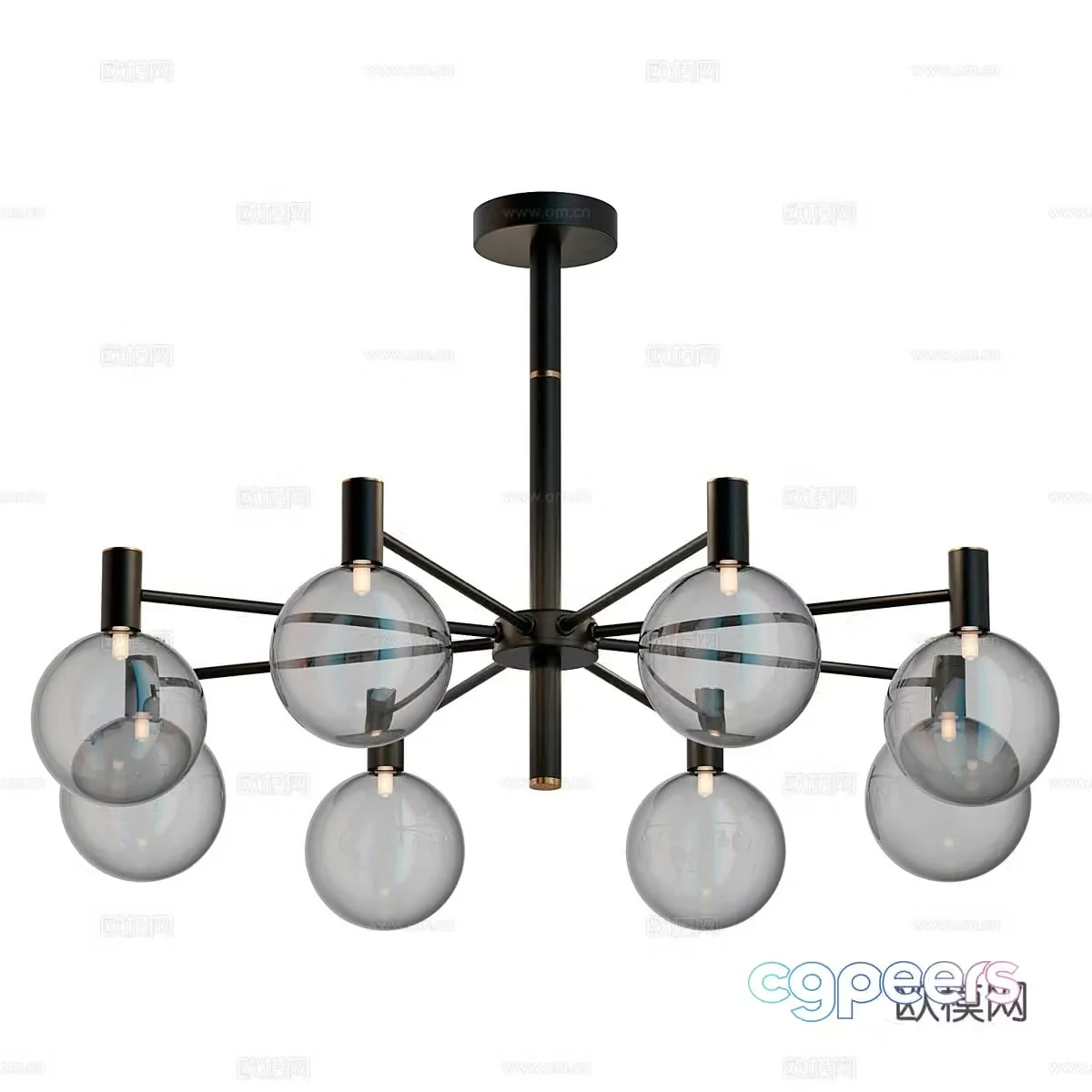 Modern light luxury metallic glass decorative chandelier 3d model
