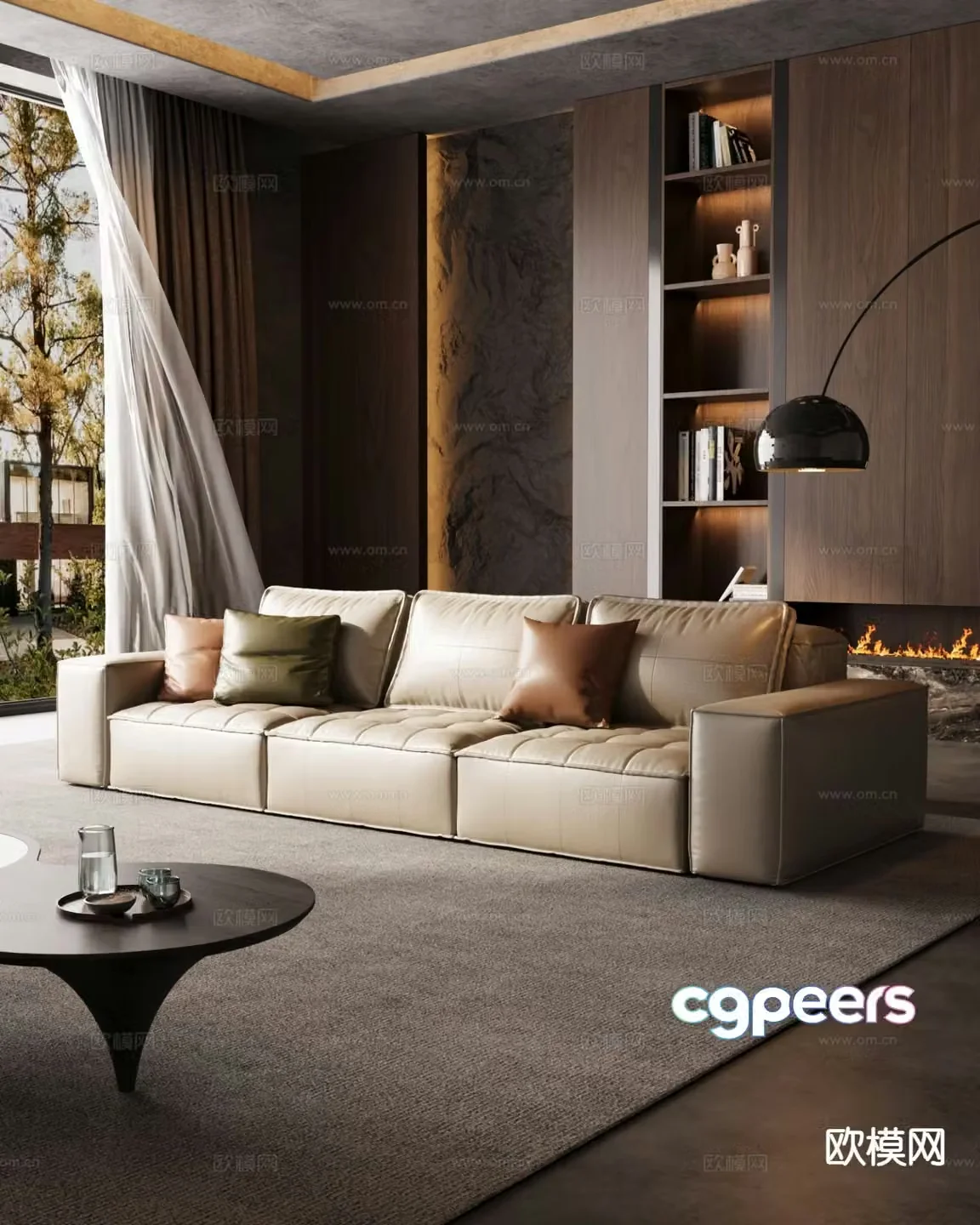 Italian sofa three person sofa leather sofa 3d model