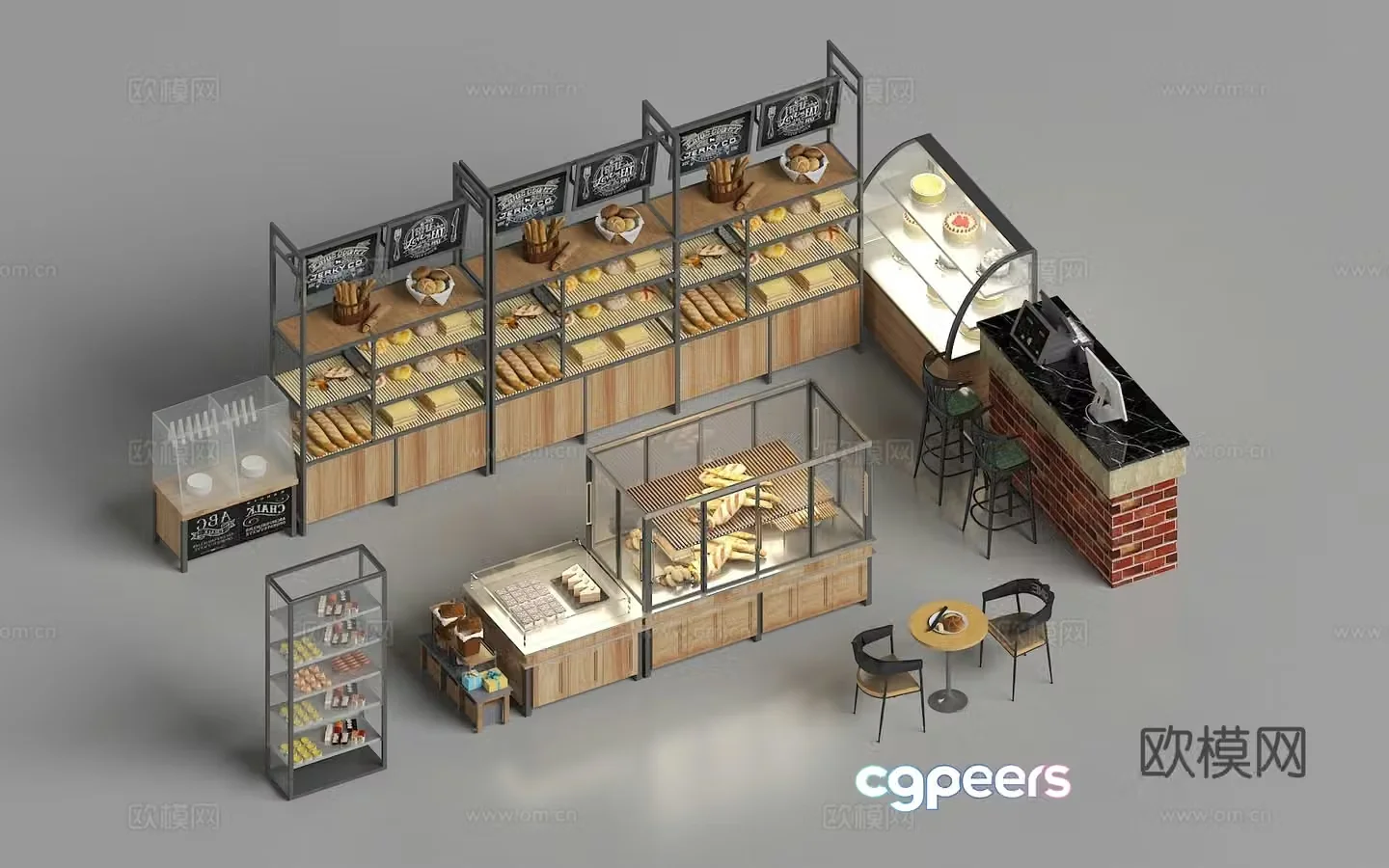 Cake refrigerator bakery equipment cake bread display cabinet 3d model