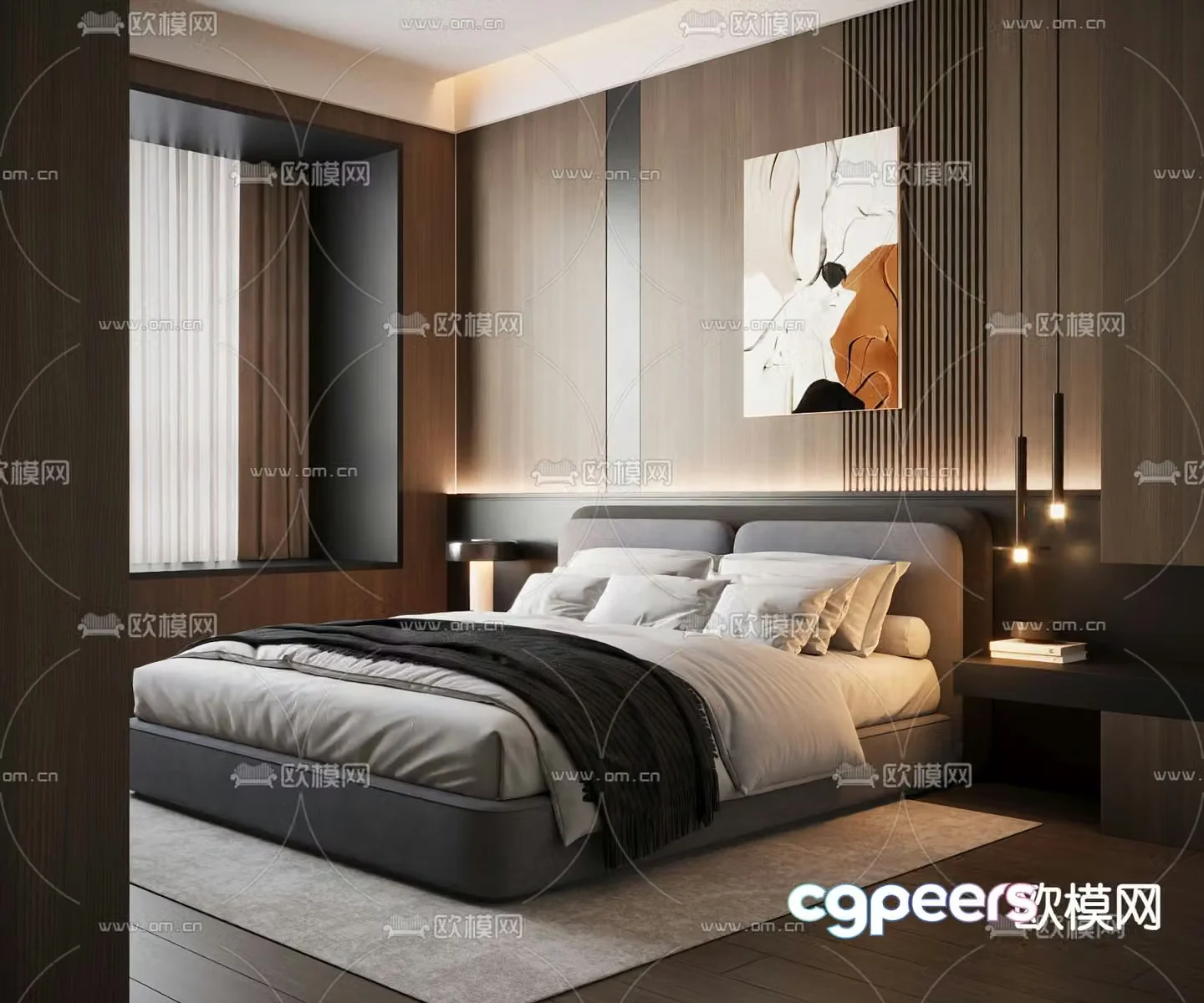 Italian double bed 3d model