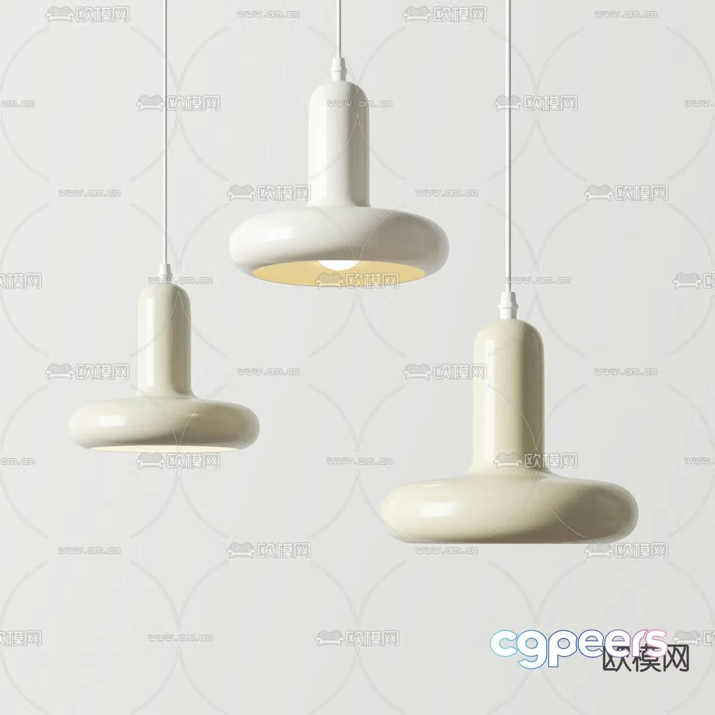 Cream style small chandelier 3d model