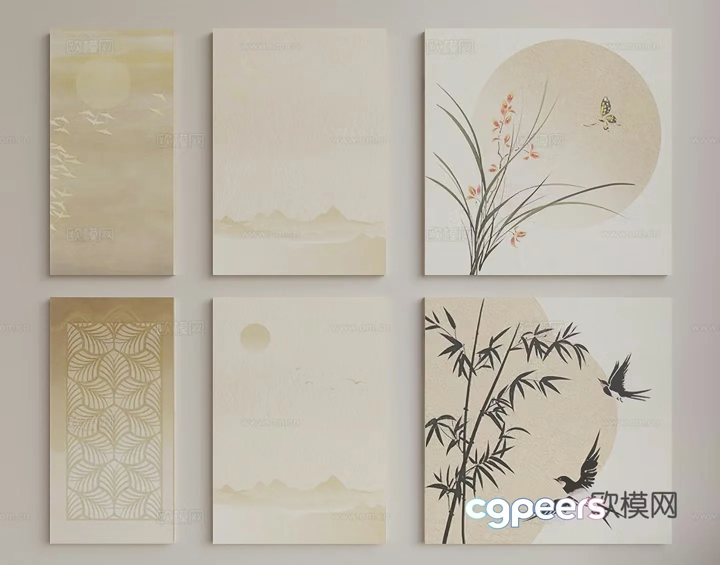 New Chinese style hanging painting 3D model