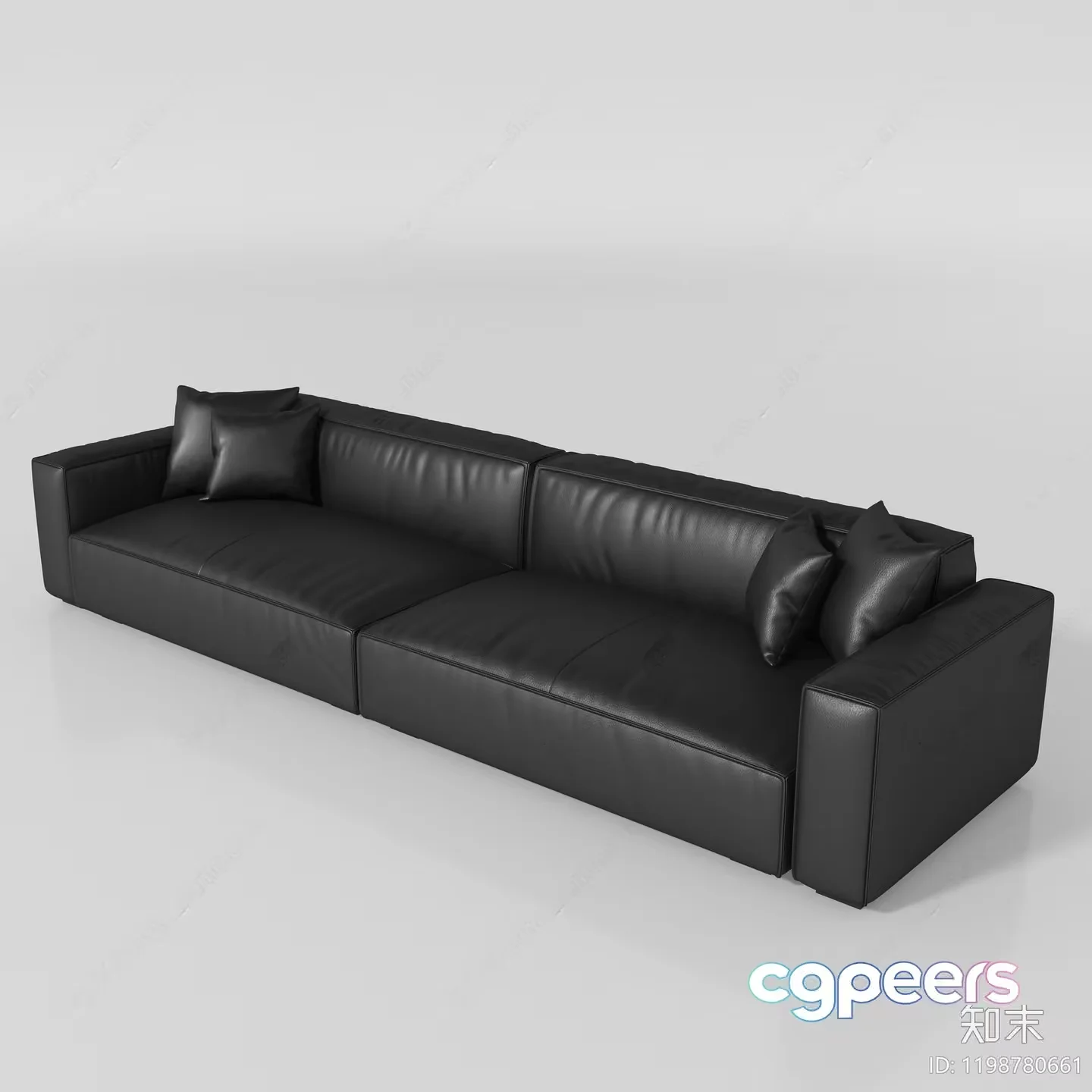 A Black Leather Couch 3D Model – 3828 – VRAY Render