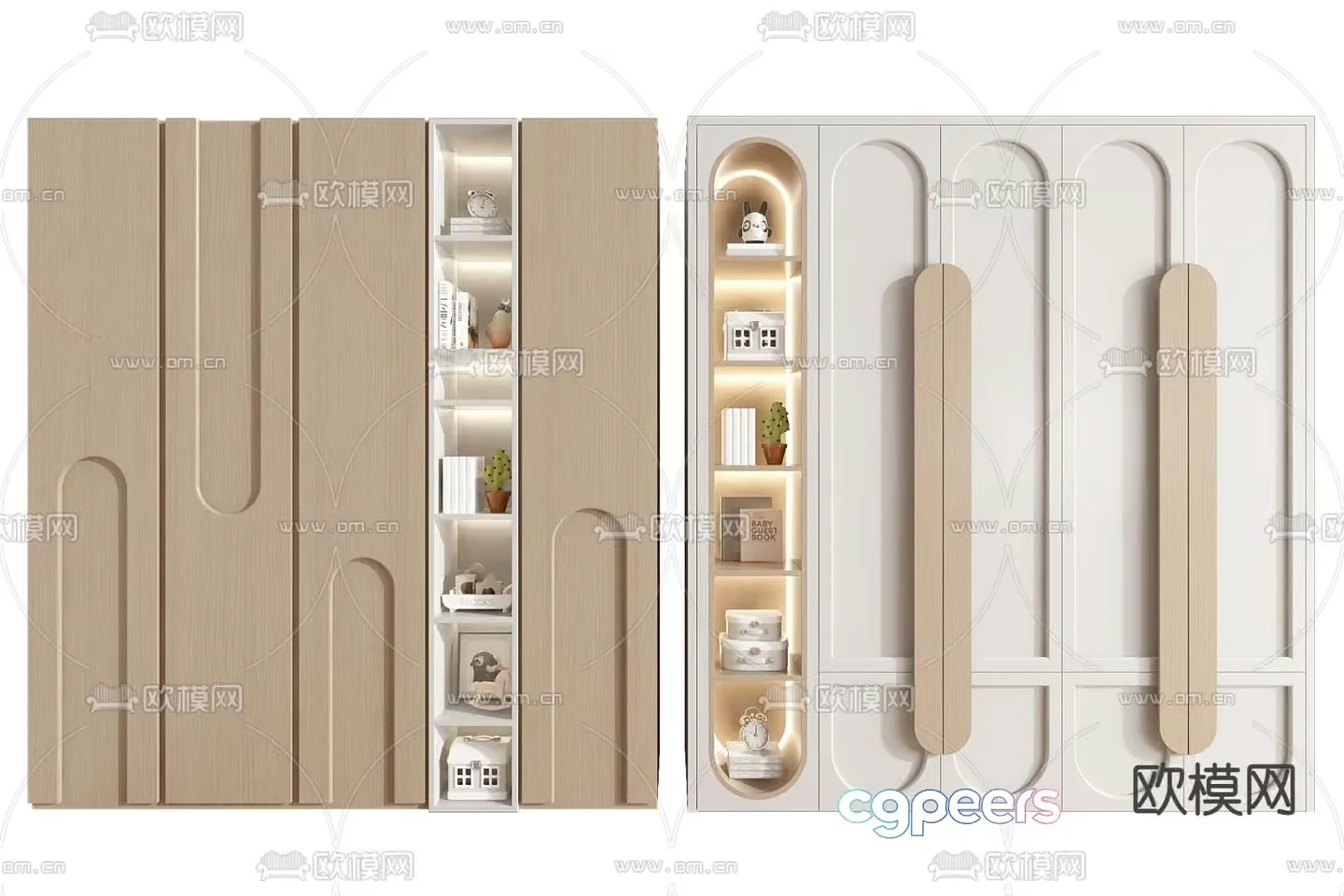 A Large Modern Bookcase 3D Model – 17367 – VRAY Render