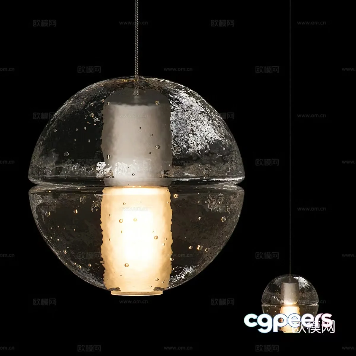 Modern light luxury spherical glass decorative chandelier 3d model