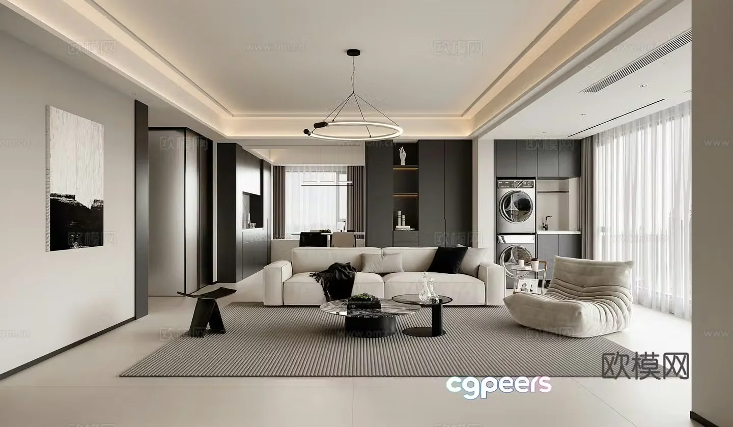 Modern living and dining room Combination hair casual chair TV background wall Italian living room Modern living room 3d model