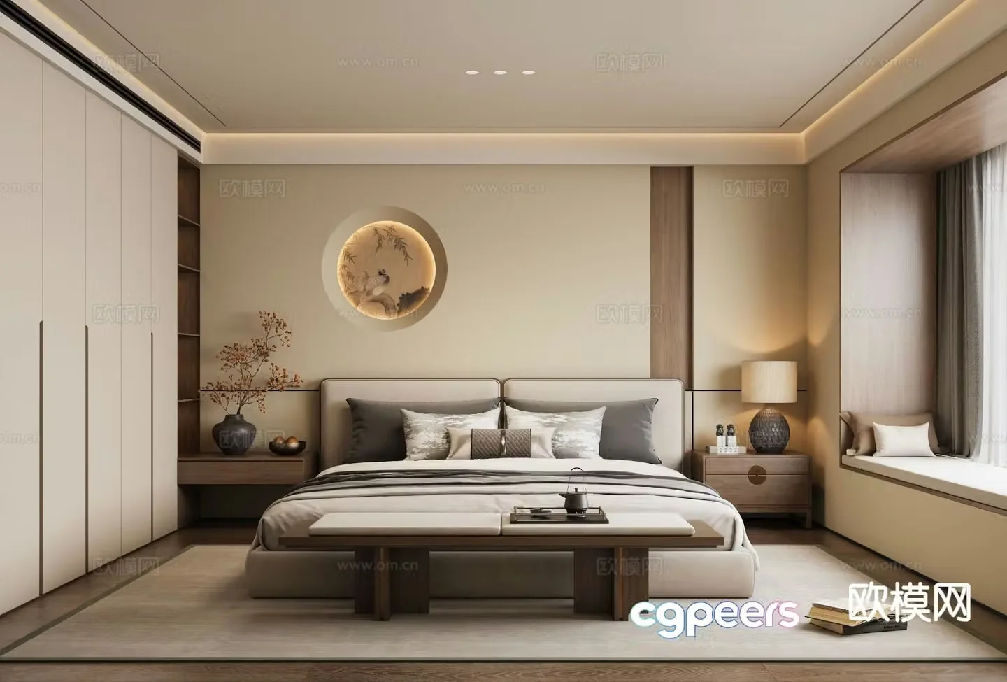 New Chinese style master bedroom elders room zen bedroom 3d model