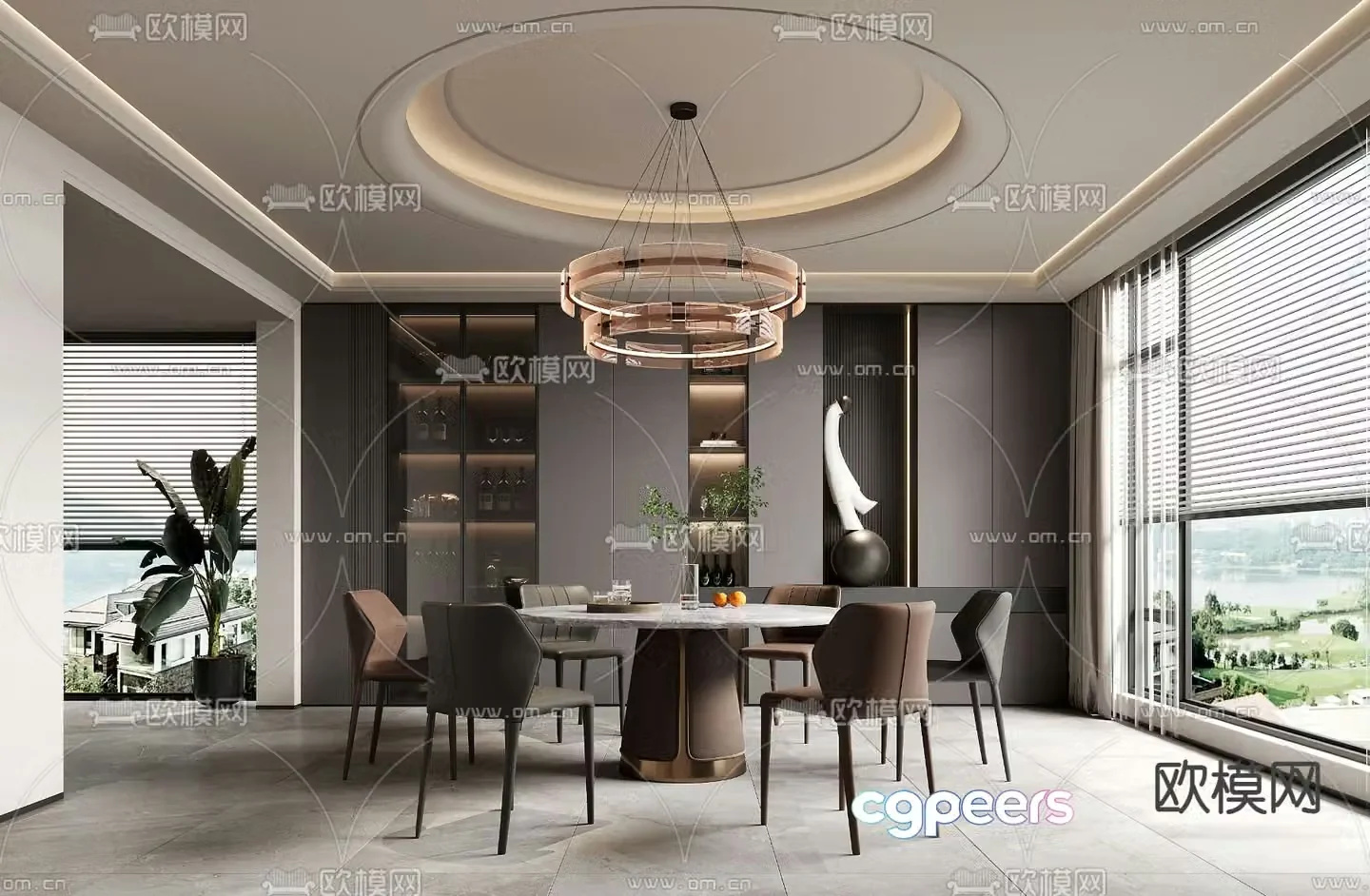 Modern restaurant round table 3d model