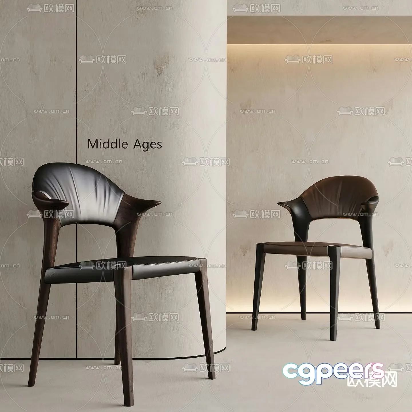 Medieval style chair dining chair 3d model