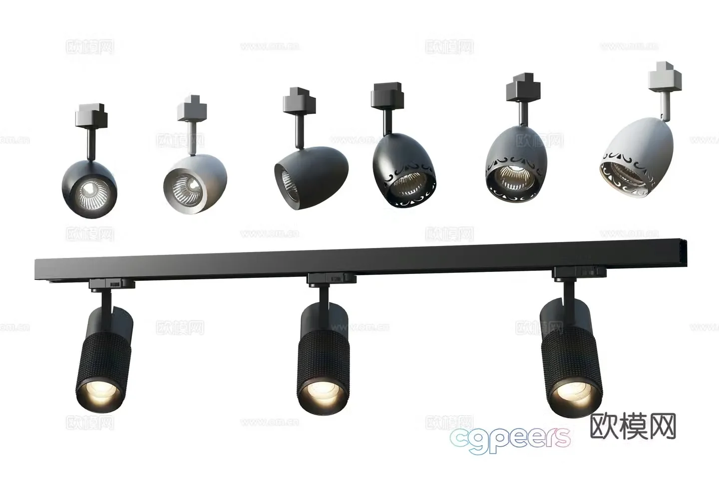 Modern downlight track spotlight 3d model