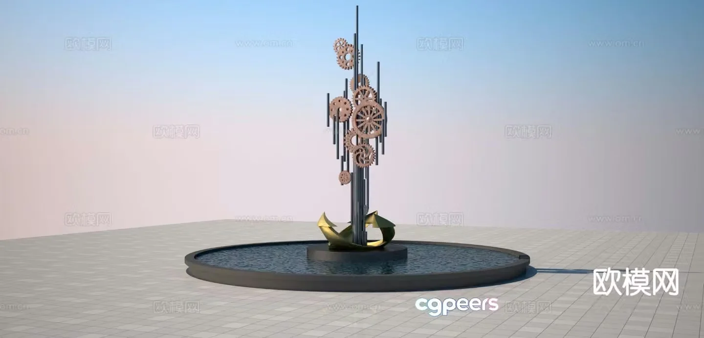 Industrial gear sculpture 3d model