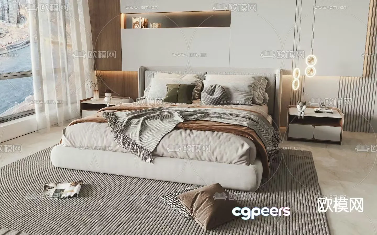 Minotti double bed 3d model
