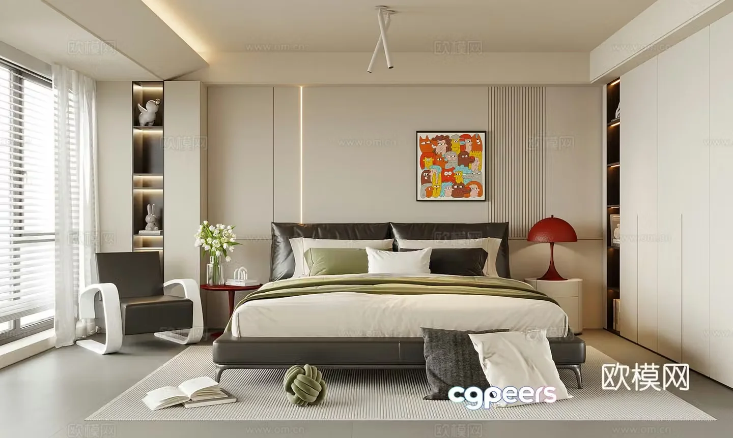 Modern bedroom Double bed 3d model