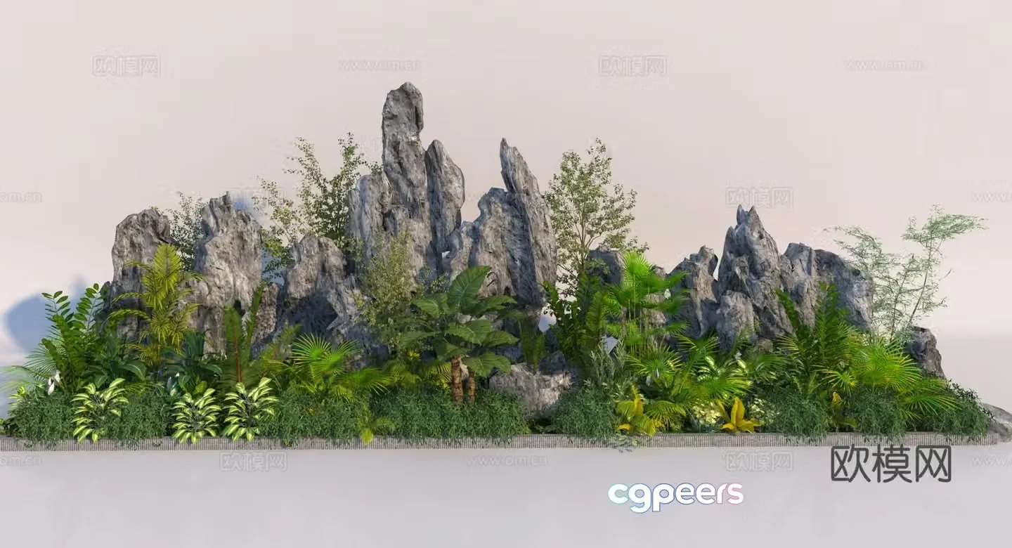 New Chinese rockery landscape combination 3D model