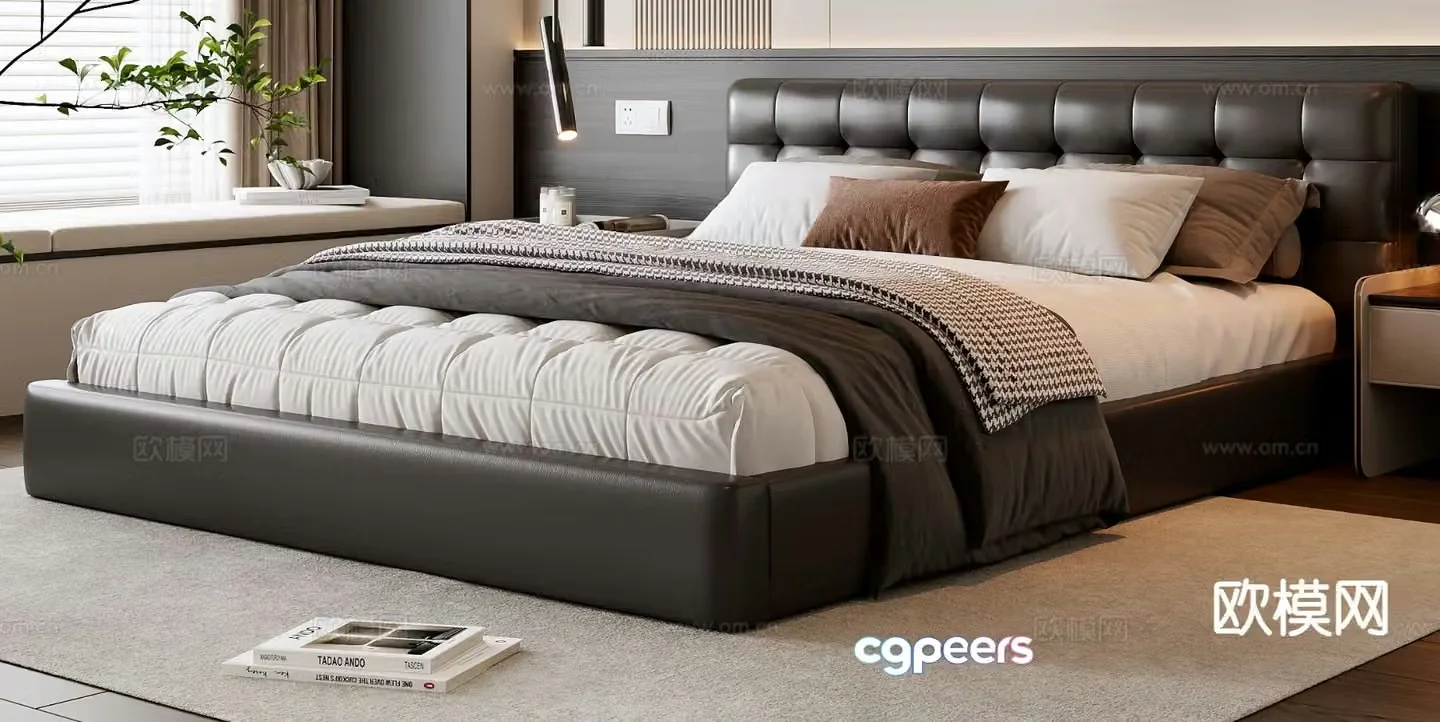 Modern double bed 3d model