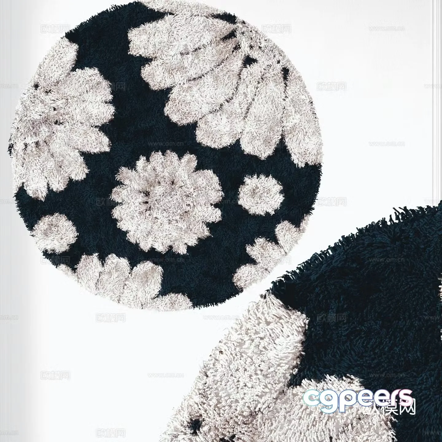 Modern round carpet flower carpet 3d model