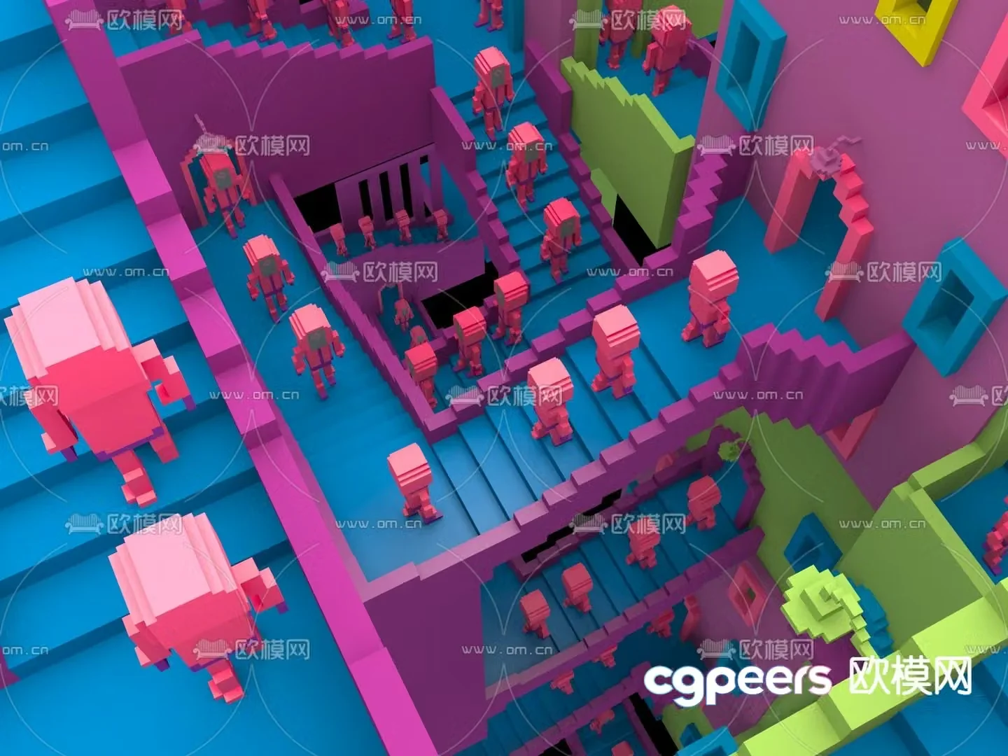 Modern minecraft children’s toys 3d model