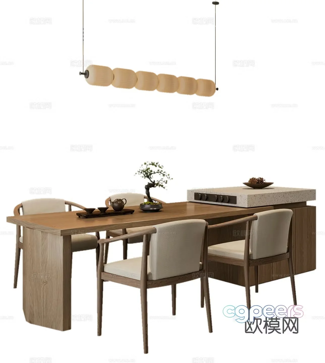New Chinese style island dining chair chandeliers 3d model