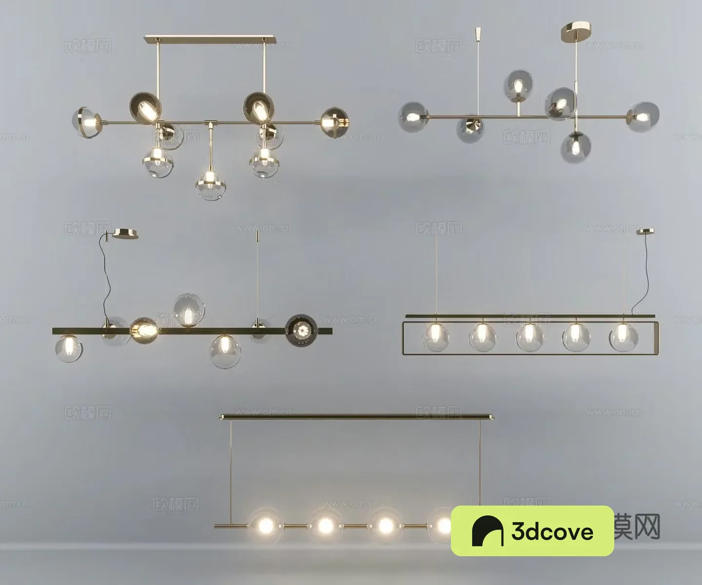 Modern Metal Glass Chandelier