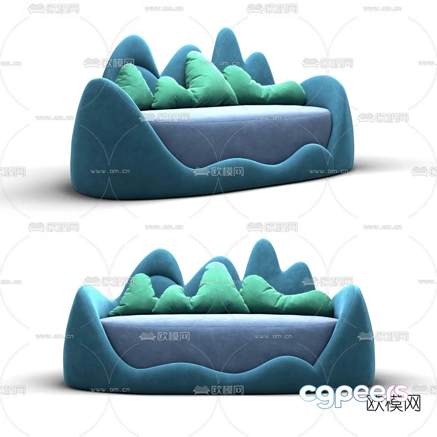 Modern fabric children’s sofa 3d model