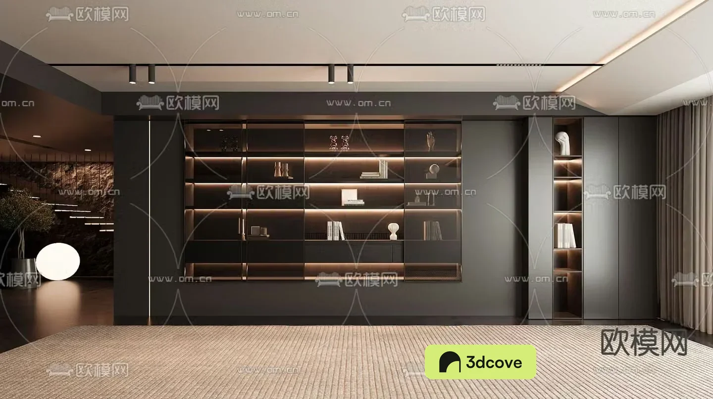 Dark style decorative cabinet Italian style storage rack