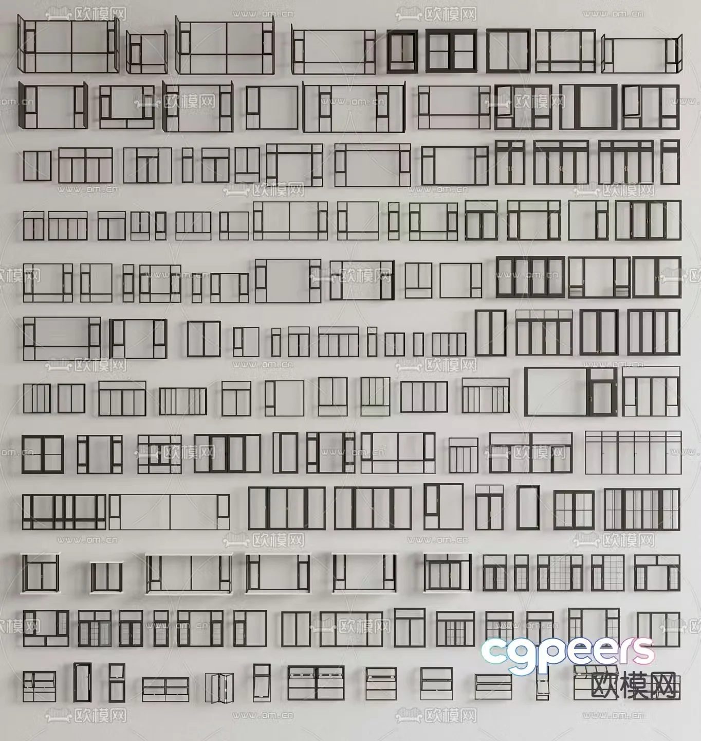 windows casement windows floor-to-ceiling windows 3d model