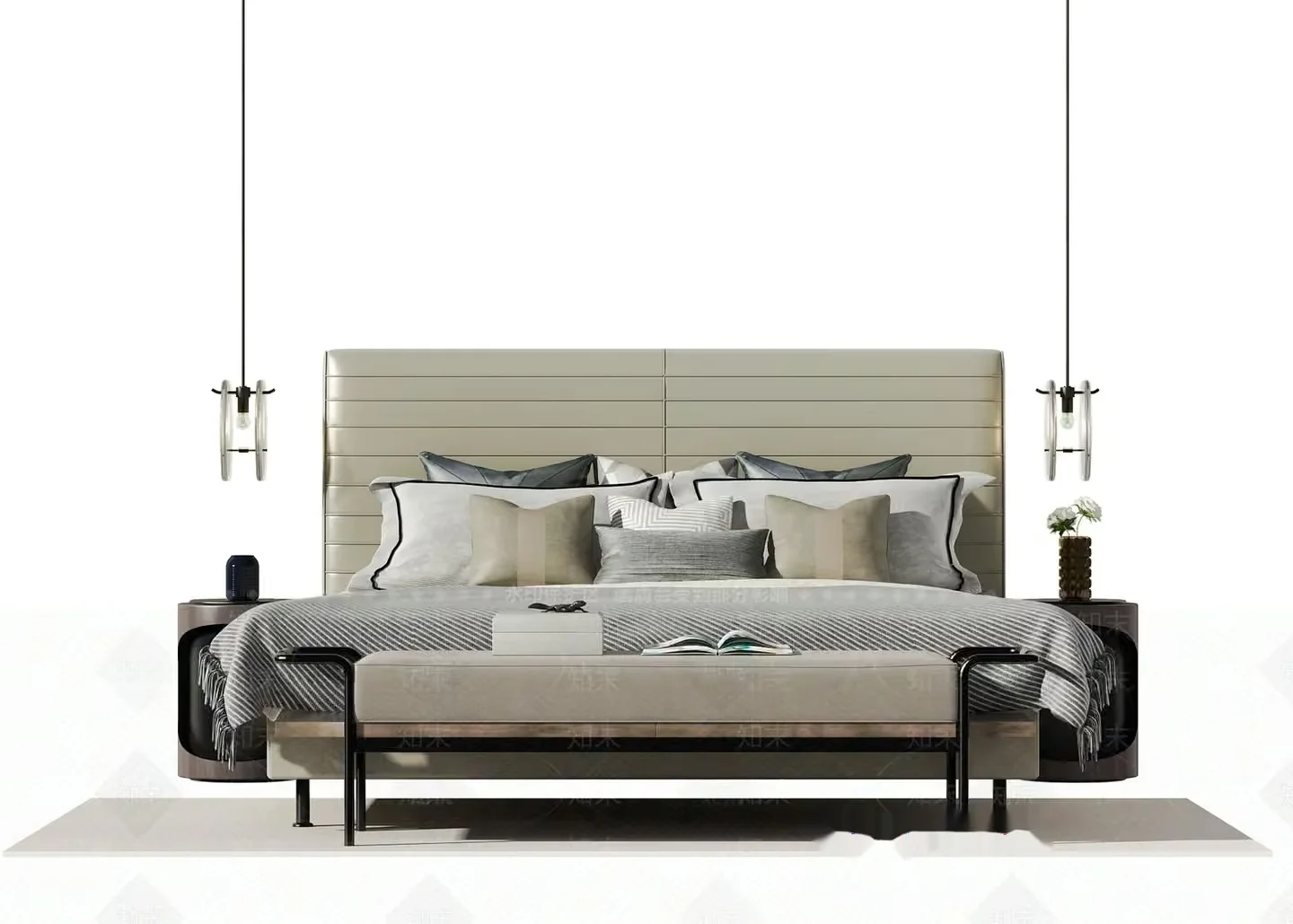Modern Bed Frame 3D Model – 1018 – VRAY Render