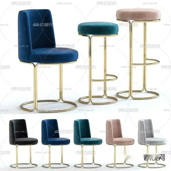 Modern Velvet Barstools 3D Model – 1541 – VRAY Render