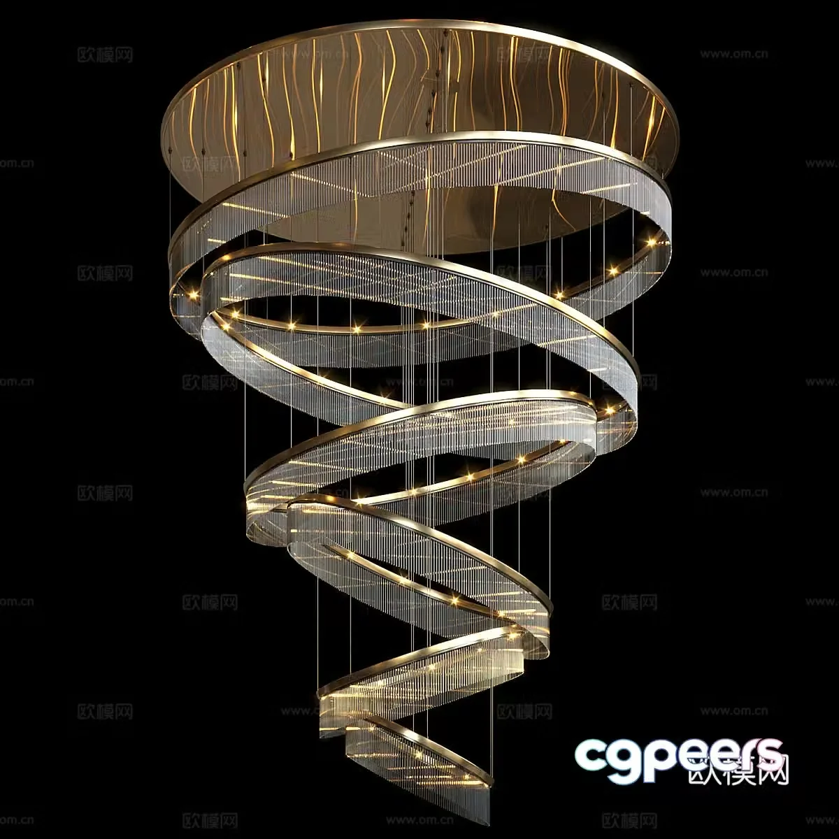 New Chinese style light luxury decorative chandelier 3D model