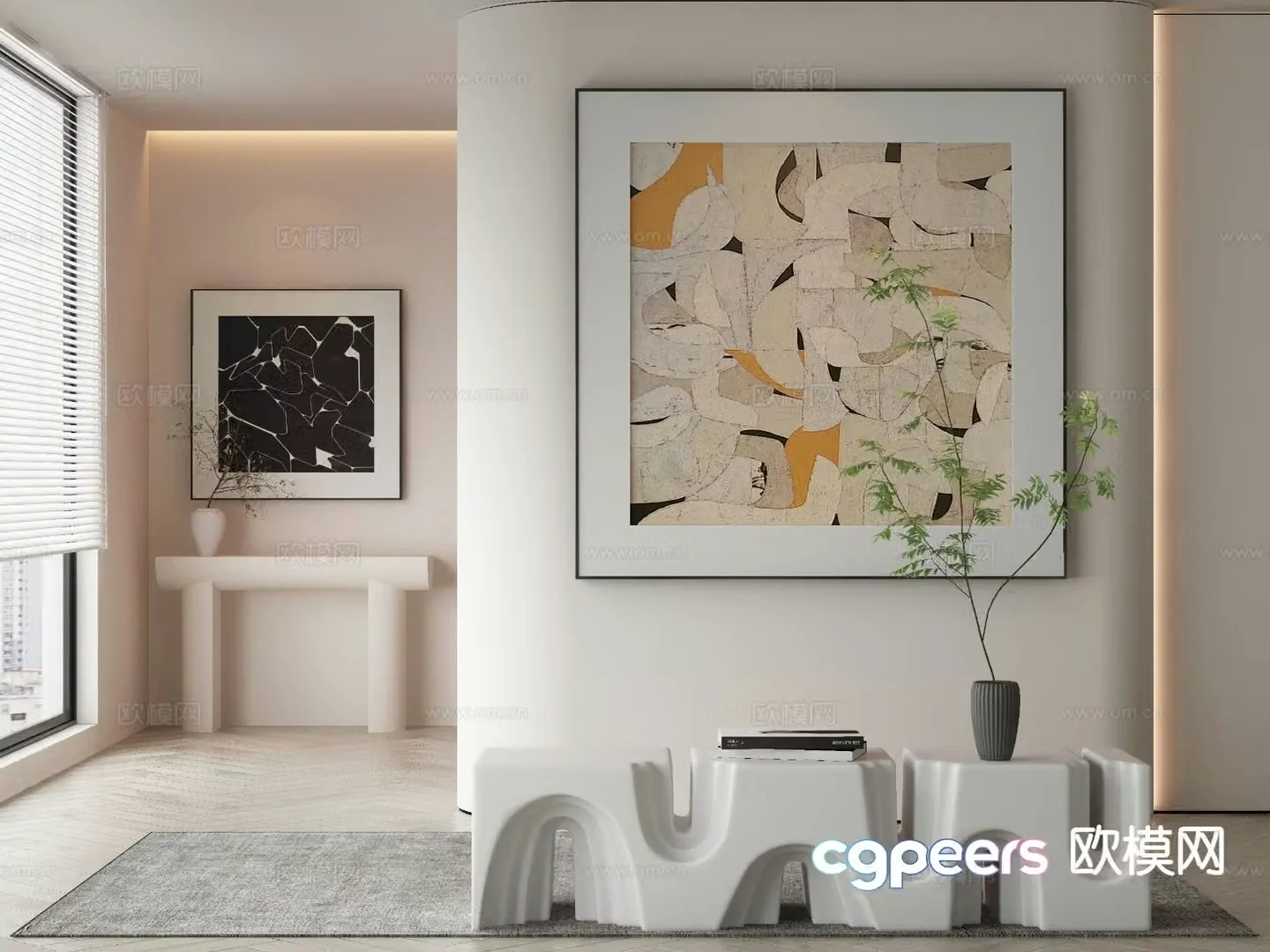 Modern decorative painting abstract painting 3d model