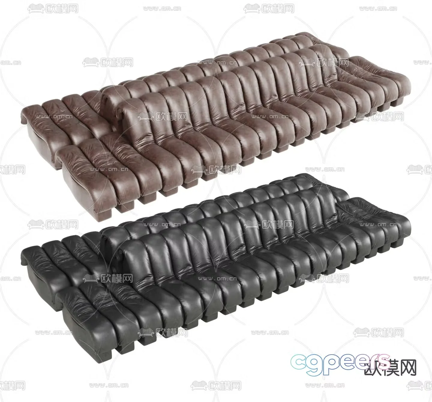 Office Sofa Public Sofa Double Back Sofa 3D Model