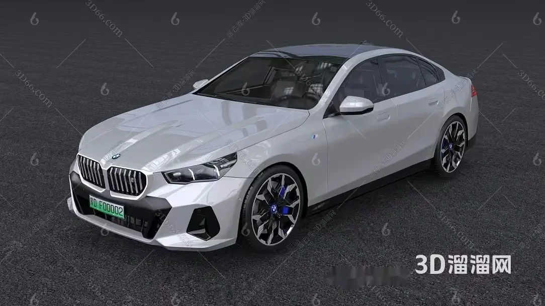 The Single Main Subject Is A White Bmw With A Green License Plate 3D Model – 128 – VRAY Render