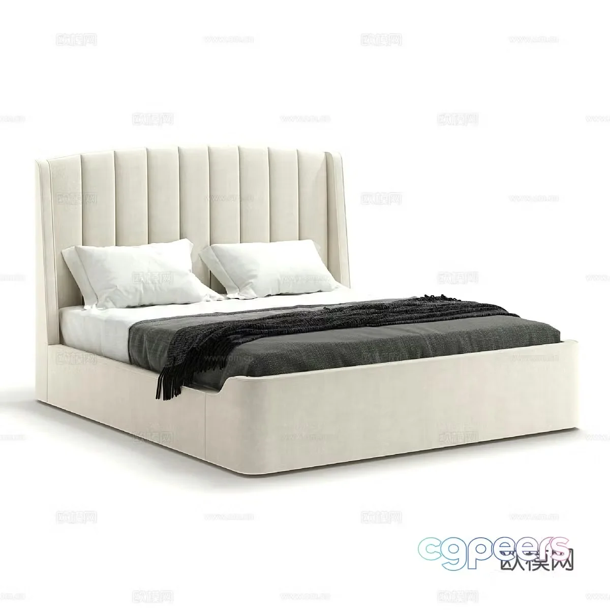 Modern simple double bed Double bed Simple bed Bedroom bed Pillow 3D model