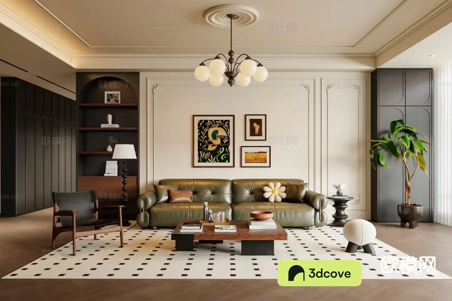 French retro living room