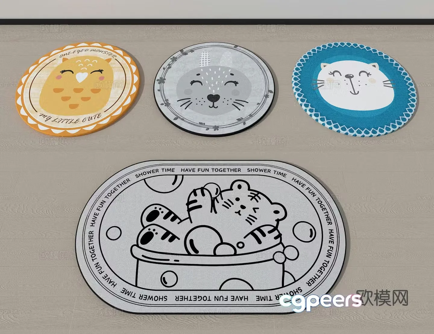 Children’s carpet Round carpet Cartoon animal carpet 3d model