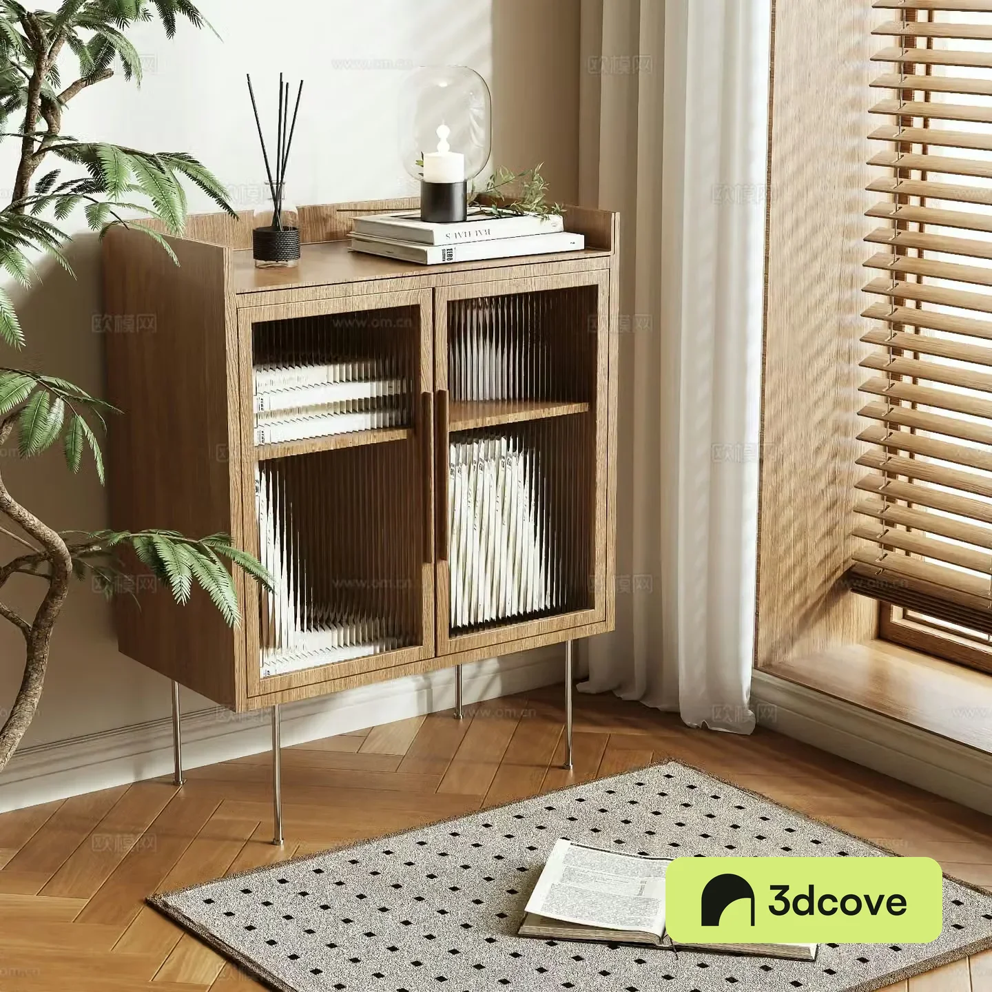 Modern low bookcase side cabinet