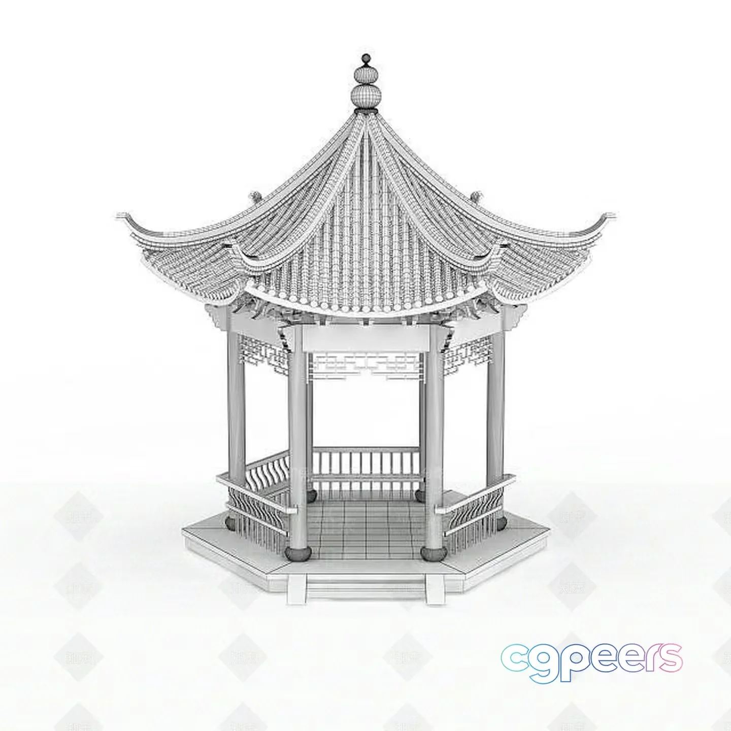 Traditional Asian Pavilion 3D Model – 9850 – VRAY Render