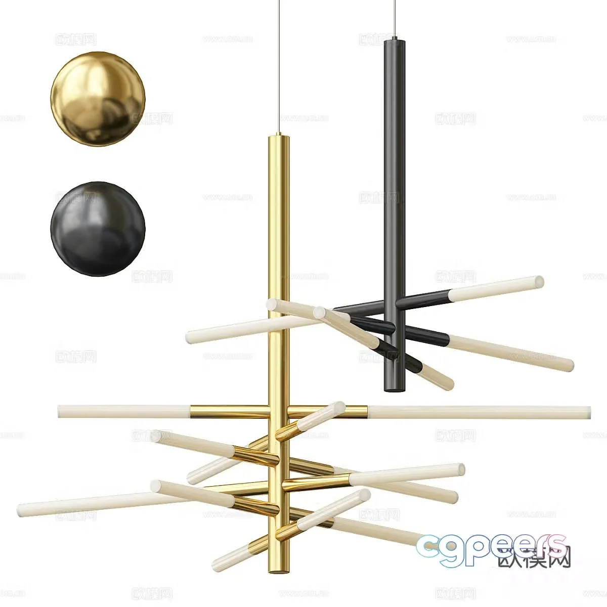 Modern light luxury decorative chandeliers 3d model