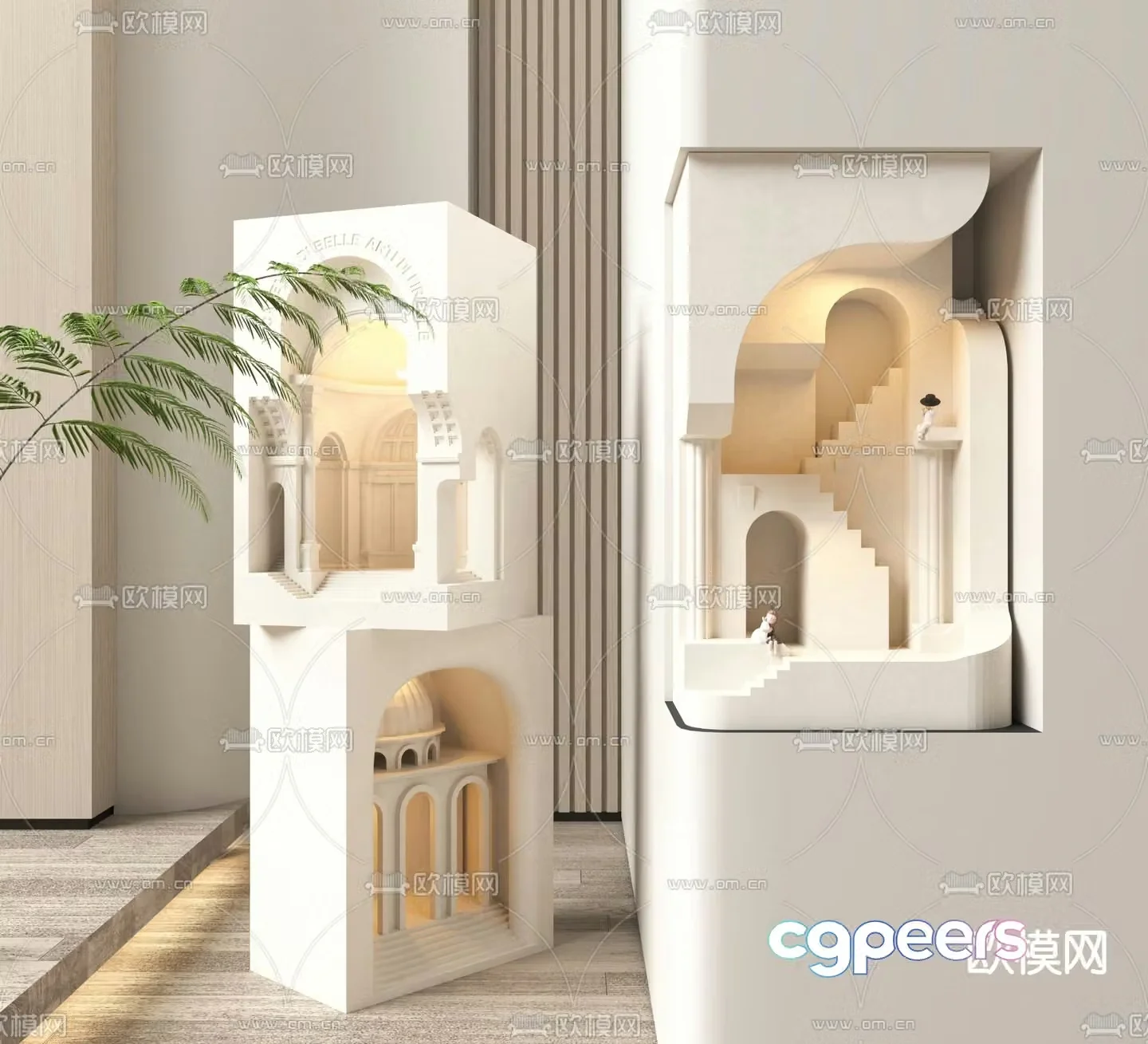 Recessed wall lamp plaster corner lamp 3d model