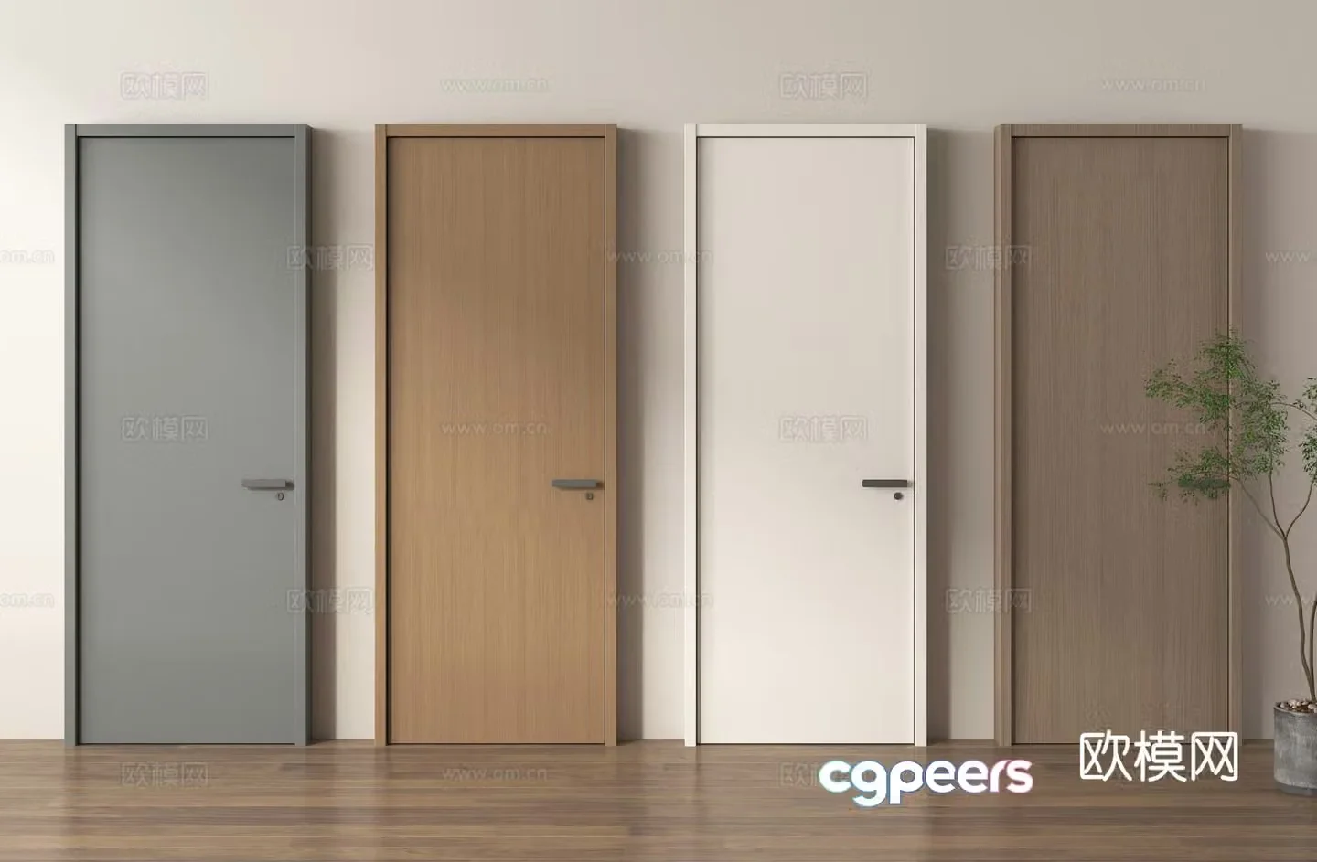 Modern entrance door entrance door single-open door bedroom door 3D model