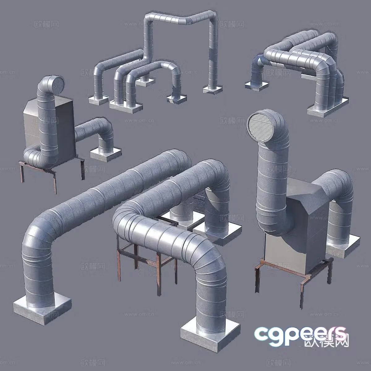 Modern pipeline Water pipe Ceiling pipeline Smoke exhaust pipeline Drainage pipeline Industrial pipeline 3D model