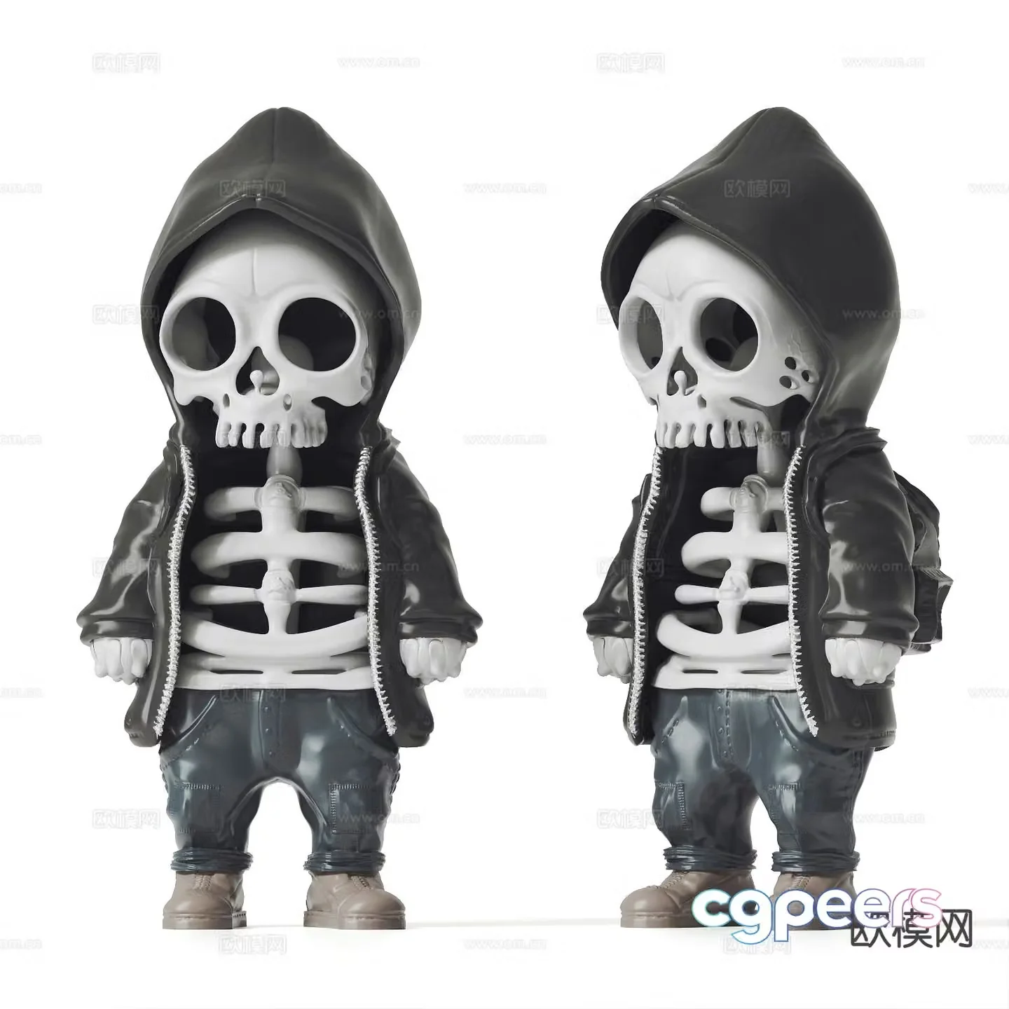 Skeleton trendy toy sculpture doll cartoon ornament 3d model