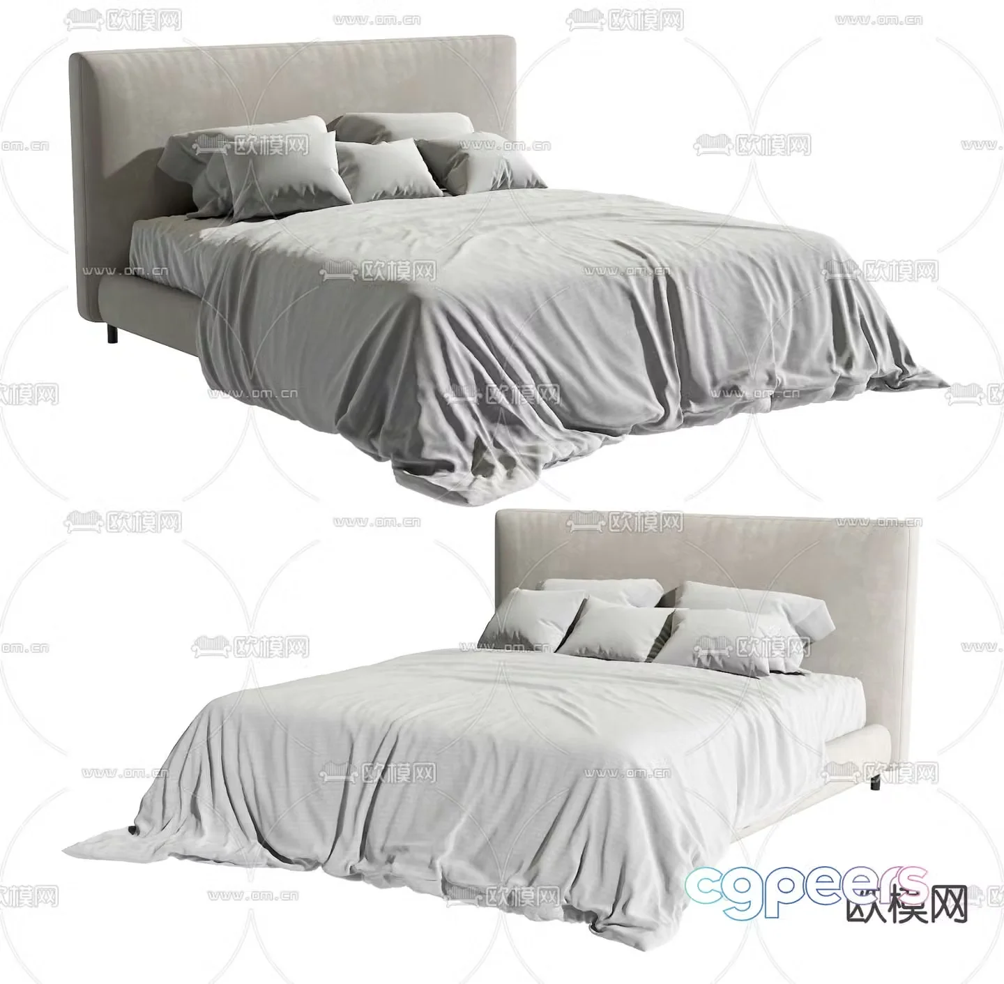 Modern double bed 3d model