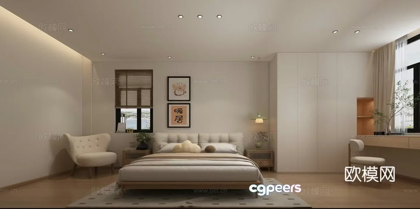 Log wind bedroom master bedroom 3d model