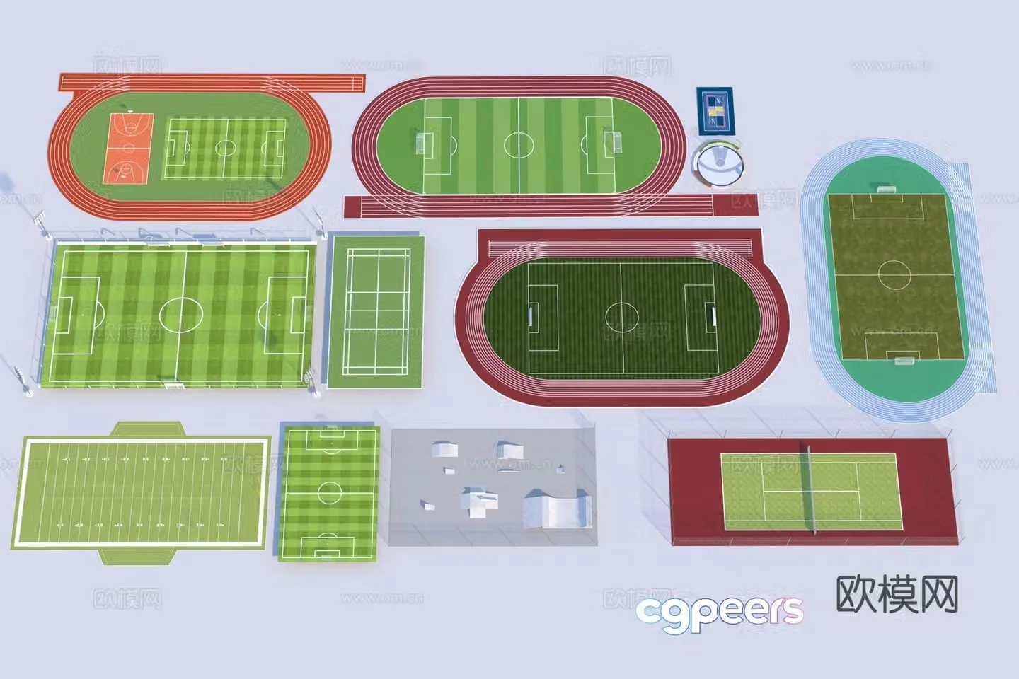 Modern sports field 3d model