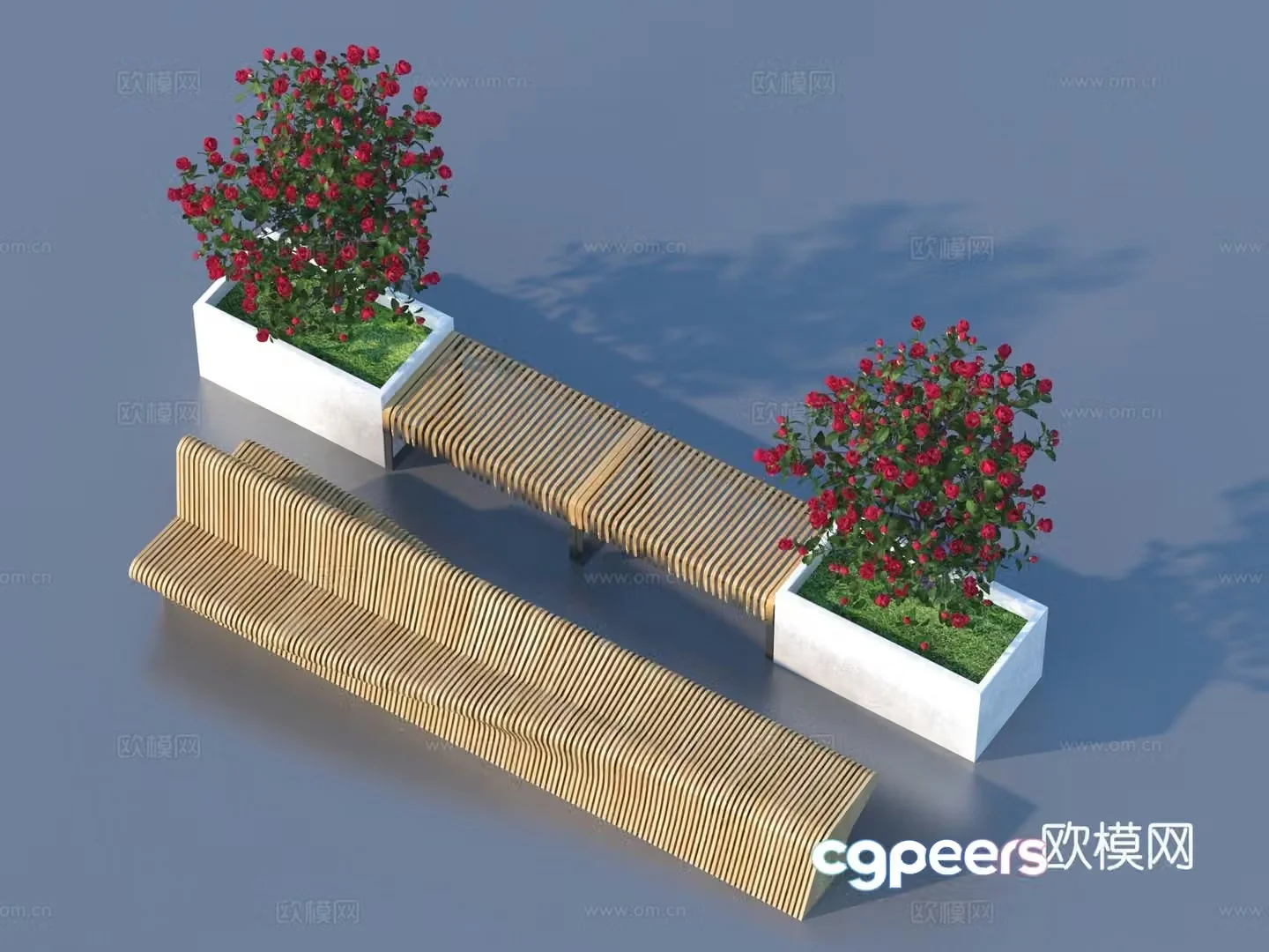 Tree Pool Sitting Bench Tree Pool Flower Bed 3D Model