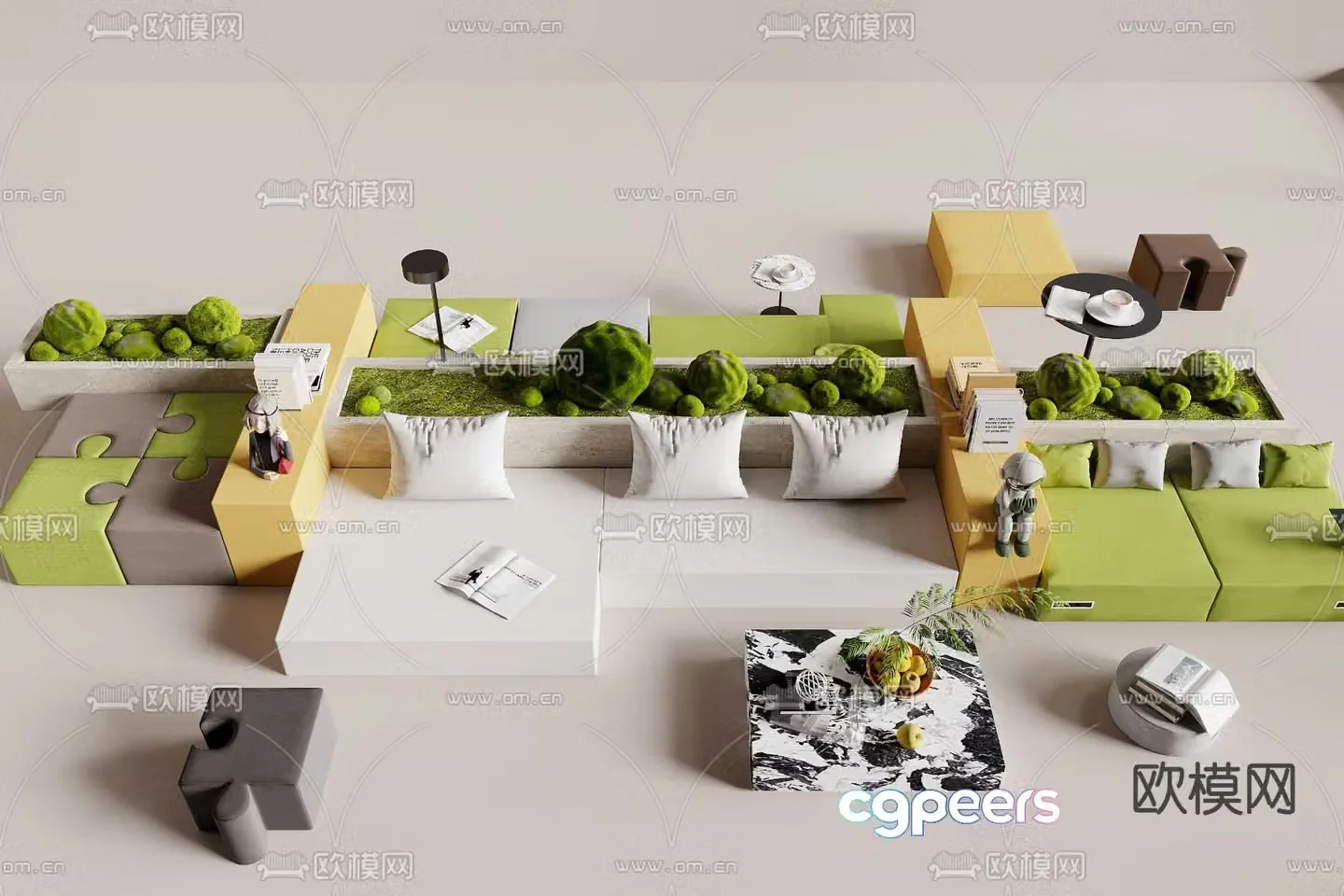 Office sofa leisure sofa booth sofa 3D model