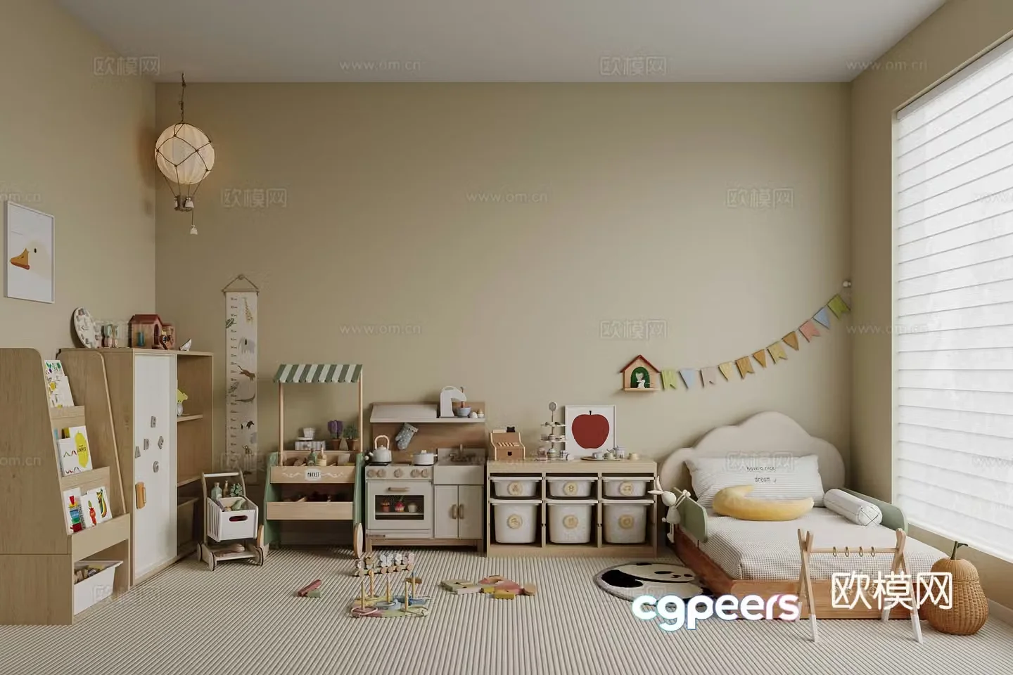 Children’s room Children’s bed Children’s toys Children’s bookshelf Storage locker 3d model